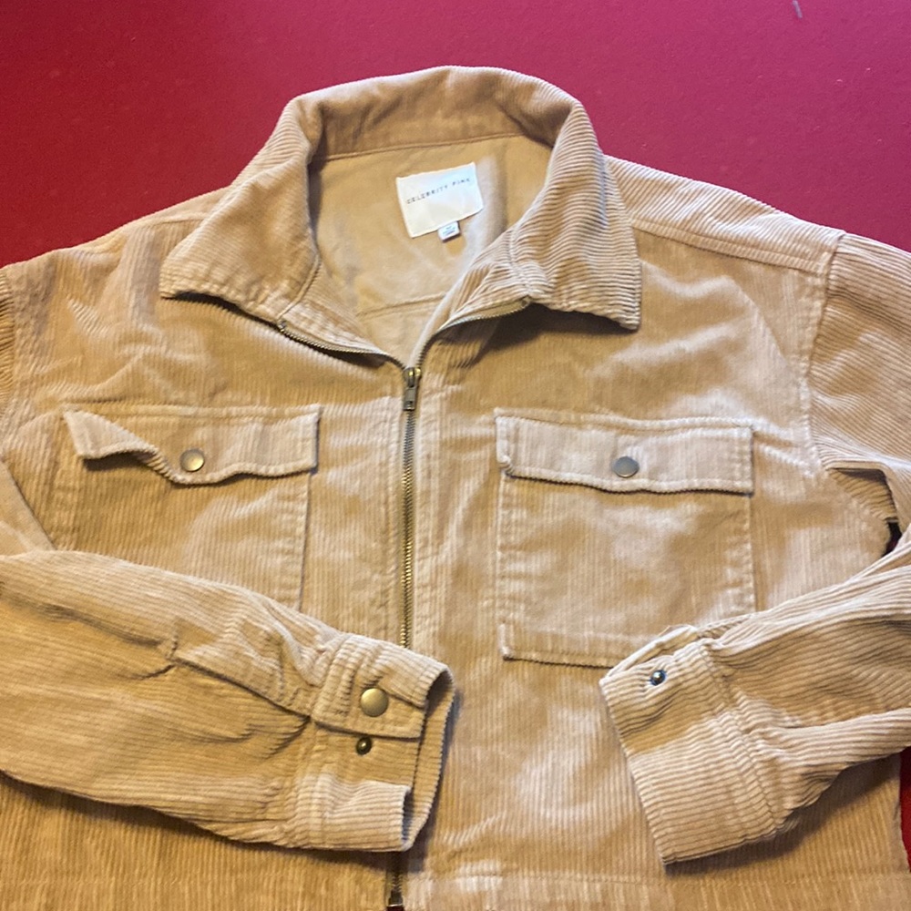 Celebrity pink corduroyed zip up jacket